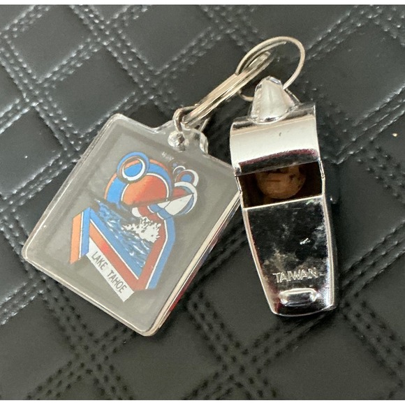 Other - Vintage Lake Tahoe Whistle Keychain Retro Acrylic Souvenir Silver Tone Taiwan